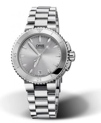 Review Oris Aquis Date 36 Stainless Steel Silver Bracelet Replica Watch 01 733 7652 4141-07 8 18 01P